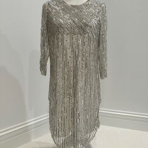 PARKER BLACK Sequin Chiffon Minidress Silver Size 6 - New With Tags